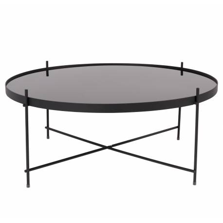 Table Basse Ronde Cupid XXL Zuiver Table d'Appoint Métal et Verre Noir 35x82,5x82,5cm