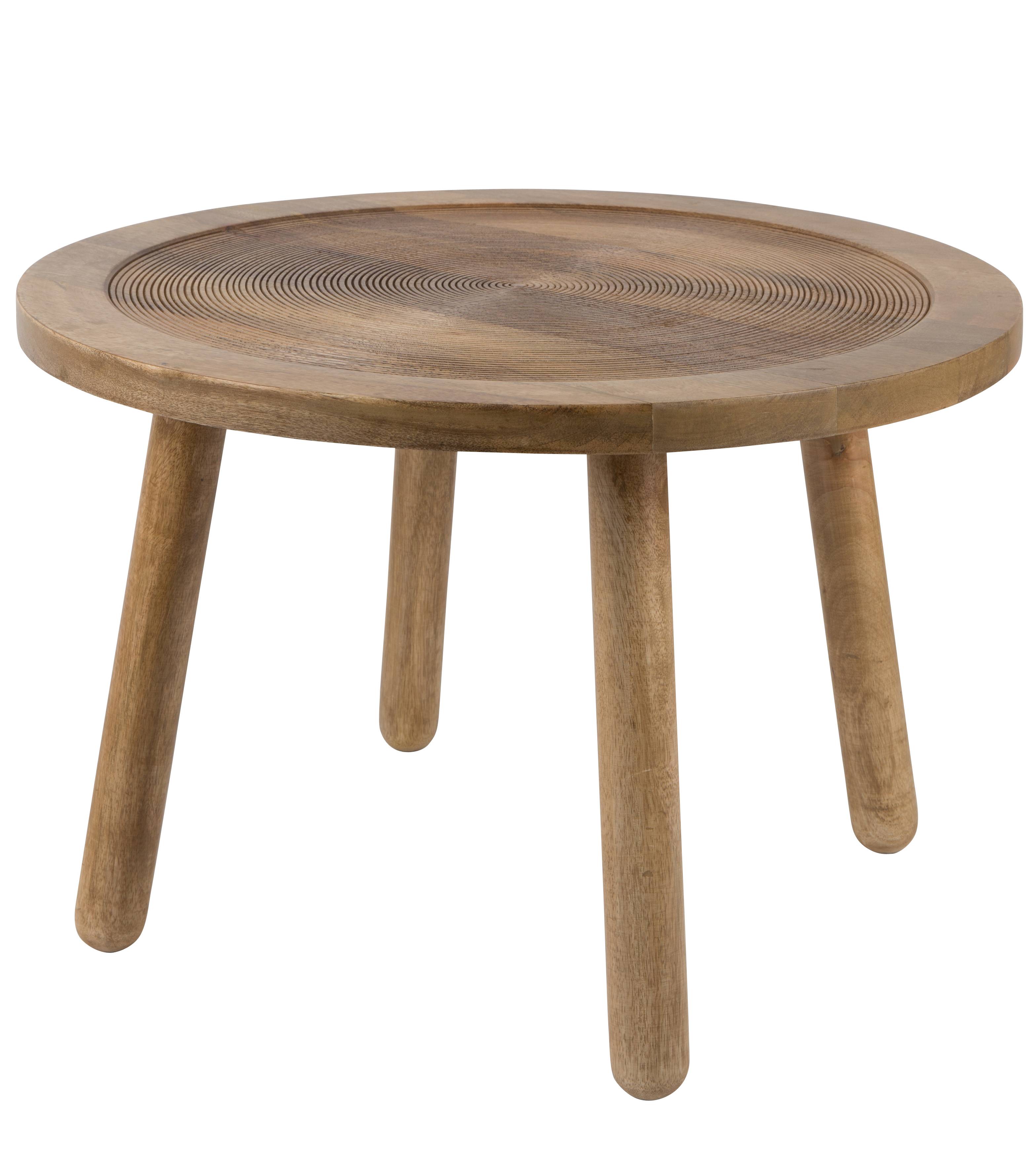 Table Basse Zouron En Bois Pin - Forme Vague D'eau - 80x80x36,5 Cm + 40x40x46,5 Cm - Vintage