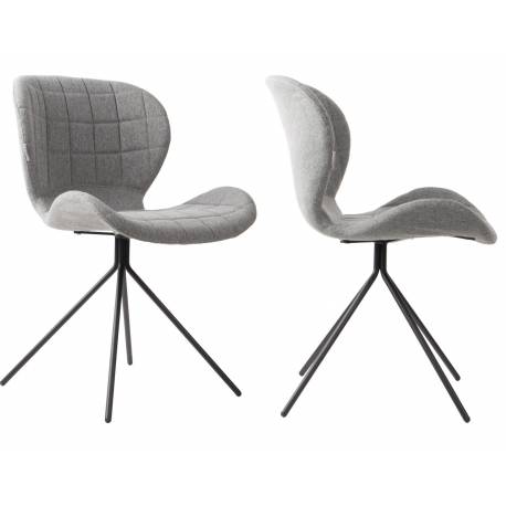 Lot de 2 Chaises Design OMG Zuiver Gris Clair en Tissu 51x56x80cm