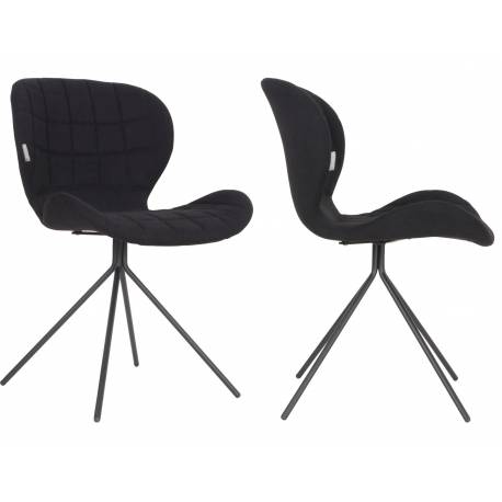 Lot de 2 Chaises Design OMG Zuiver Noir en Tissu 51x56x80cm