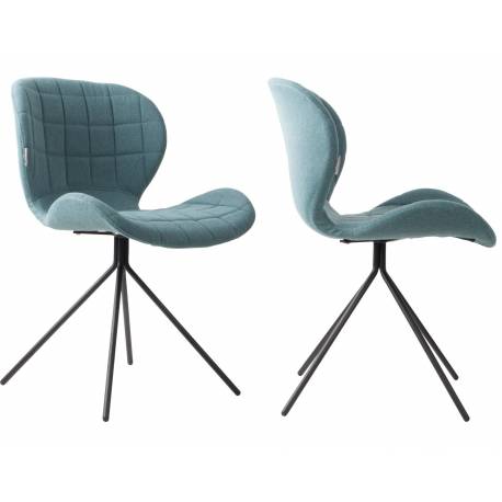 Lot de 2 Chaises Design OMG Zuiver Bleu en Tissu 51x56x80cm