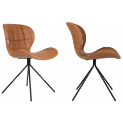 Lot de 2 Chaises Design OMG Zuiver Marron en Polyuréthane 51x56x80cm