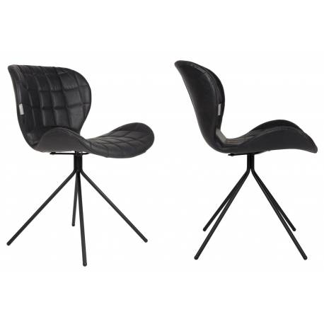 Lot de 2 Chaises Design OMG Zuiver Noir en Polyuréthane 51x56x80cm