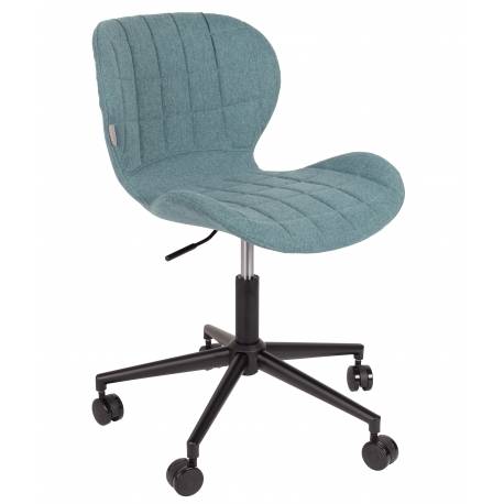 Chaise de Bureau Design OMG Zuiver Chaise Réglable Bleu en Tissu 65x65x88