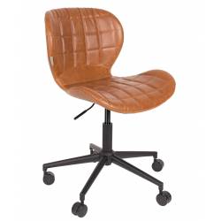 Chaise de Bureau Design OMG Zuiver Chaise Réglable Marron en Polyuréthane 65x65x88