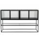 Buffet Haut Boli Dutchbone Vitrine Enfilade Industrielle 4 Portes 1 Etagère Métal Gris 38x90x150cm