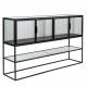 Buffet Haut Boli Dutchbone Vitrine Enfilade Industrielle 4 Portes 1 Etagère Métal Gris 38x90x150cm