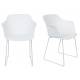 Lot de 2 Chaises Design Fauteuil de Table Tango Assise Woody en Acier et Plastique Blanc 54x58x81,5cm