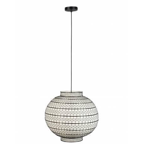 Suspension Ming Plafonnier Asiatique Luminaire à Suspendre en Tissu 50x50x170cm