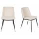 Lot de 2 Chaises Lionel Woody Assises de Table Beige en Tissu et Acier 49,6x63x80cm