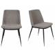 Lot de 2 Chaises Lionel Woody Assises de Table Gris Clair en Tissu et Acier 49,6x63x80cm