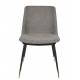 Lot de 2 Chaises Lionel Woody Assises de Table Gris Clair en Tissu et Acier 49,6x63x80cm
