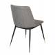 Lot de 2 Chaises Lionel Woody Assises de Table Gris Clair en Tissu et Acier 49,6x63x80cm