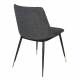 Lot de 2 Chaises Lionel Woody Assises de Table Gris Foncé en Tissu et Acier 49,6x63x80cm