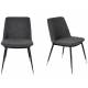 Lot de 2 Chaises Lionel Woody Assises de Table Gris Foncé en Tissu et Acier 49,6x63x80cm