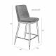 Lot de 2 Chaises de Comptoir Lionel Woody Assises Hautes Beige en Tissu et Acier 46x51,5x95cm