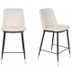 Lot de 2 Chaises de Comptoir Lionel Woody Assises Hautes Beige en Tissu et Acier 46x51,5x95cm