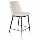 Lot de 2 Chaises de Comptoir Lionel Woody Assises Hautes Beige en Tissu et Acier 46x51,5x95cm