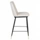 Lot de 2 Chaises de Comptoir Lionel Woody Assises Hautes Beige en Tissu et Acier 46x51,5x95cm