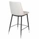 Lot de 2 Chaises de Comptoir Lionel Woody Assises Hautes Beige en Tissu et Acier 46x51,5x95cm