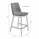 Lot de 2 Chaises de Comptoir Lionel Woody Assises Hautes Gris Foncé en Tissu et Acier 46x51,5x95cm