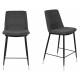 Lot de 2 Chaises de Comptoir Lionel Woody Assises Hautes Gris Foncé en Tissu et Acier 46x51,5x95cm