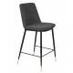 Lot de 2 Chaises de Comptoir Lionel Woody Assises Hautes Gris Foncé en Tissu et Acier 46x51,5x95cm
