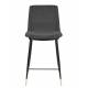 Lot de 2 Chaises de Comptoir Lionel Woody Assises Hautes Gris Foncé en Tissu et Acier 46x51,5x95cm