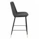 Lot de 2 Chaises de Comptoir Lionel Woody Assises Hautes Gris Foncé en Tissu et Acier 46x51,5x95cm