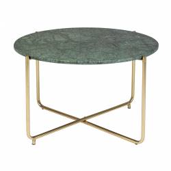 Table Basse Timpa Guéridon Woody Meuble d’Appoint Marbre Vert 40x70x70cm