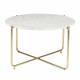 Table Basse Timpa Guéridon Woody Meuble d’Appoint Marbre Blanc 40x70x70cm