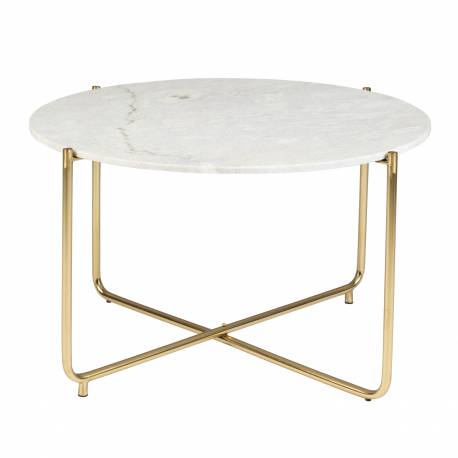 Table Basse Timpa Guéridon Woody Meuble d’Appoint Marbre Blanc 40x70x70cm