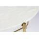 Table Basse Timpa Guéridon Woody Meuble d’Appoint Marbre Blanc 40x70x70cm