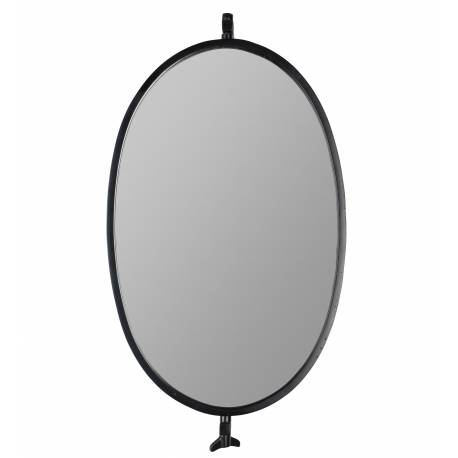 Miroir Lara Noir Woody Glace Ovale Décoration Murale Pivotant en Métal 4x30,5x48cm