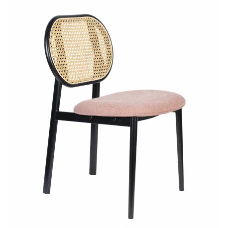 Chaise en Tissu et Rotin Spike Rose Zuiver Assise de Table Design 45,6x53,2x81,5cm