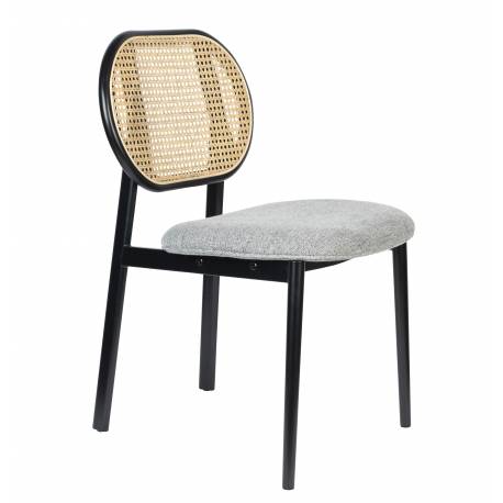 Chaise en Tissu et Rotin Spike Gris Zuiver Assise de Table Design 45,6x53,2x81,5cm