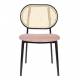 Chaise en Tissu et Rotin Spike Rose Zuiver Assise de Table Design 45,6x53,2x81,5cm