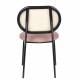 Chaise en Tissu et Rotin Spike Rose Zuiver Assise de Table Design 45,6x53,2x81,5cm