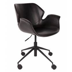 Chaise de Bureau Design Nikki Zuiver Fauteuil Réglable Noir en Polyuréthane 77x77x90cm