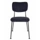 Lot de 2 Chaises Bleu Foncé Benson Zuiver Assise de Table en Velours Côtelé et Acier 47x56x81cm