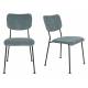 Lot de 2 Chaises Gris Bleu Benson Zuiver Assise de Table en Velours Côtelé et Acier 47x56x81cm