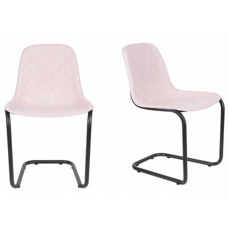 Lot de 2 Chaises Thirsty Rose Zuiver Assise en Tissu et Acier 52x55x78,5cm