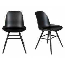 Lot de 2 Chaises Résine et Bois Noir Albert Kuip Zuiver Assise de Table 49x55x81,5cm