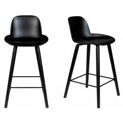 Lot de 2 Tabourets de Bar Noir Albert Kuip Zuiver Assise de Comptoir 44x47,5x88,5cm
