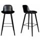 Lot de 2 Chaises de Bar Noir Albert Kuip Zuiver Assise de Comptoir 47x47,5x98,5cm