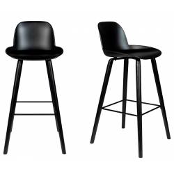 Lot de 2 Chaises de Bar Noir Albert Kuip Zuiver Assise de Comptoir 47x47,5x98,5cm