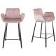 Lot de 2 Chaises Hautes Design Brit Zuiver Fauteuil de Bar Rose en Velours 54x57x91,5cm