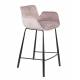 Lot de 2 Chaises Hautes Design Brit Zuiver Fauteuil de Bar Rose en Velours 54x57x91,5cm