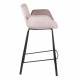Lot de 2 Chaises Hautes Design Brit Zuiver Fauteuil de Bar Rose en Velours 54x57x91,5cm