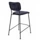 Lot de 2 Tabourets de Bar Bleu Foncé Benson Zuiver Assise Hautes en Velours Côtelé et Acier 46x53,5x92cm